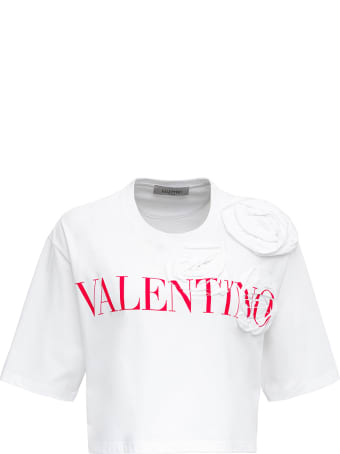Valentino Cropped Rose Blossom Jersey T-shirt