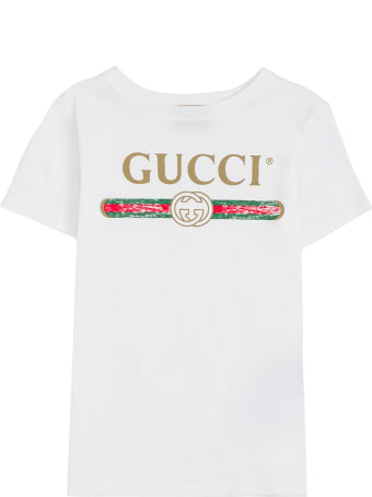 Gucci White Cotton T-shirt With Logo Print