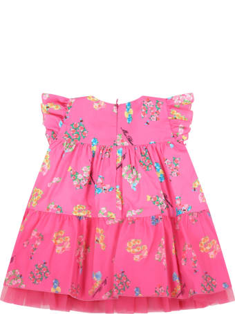 Blumarine Fuchsia Dress For Baby Girl With Logo