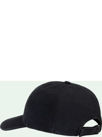 Off-White Cotton Cap With Peace Worldwide Embroidery