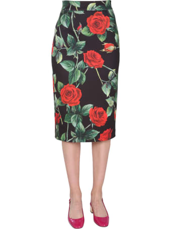 Dolce & Gabbana Long Skirt With Rose Print