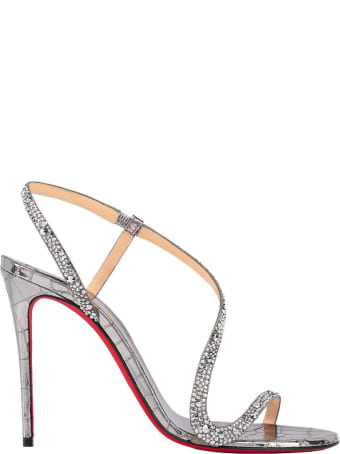 Christian Louboutin Silver Leather Rosalie Strass 100 Sandals With Swarovski
