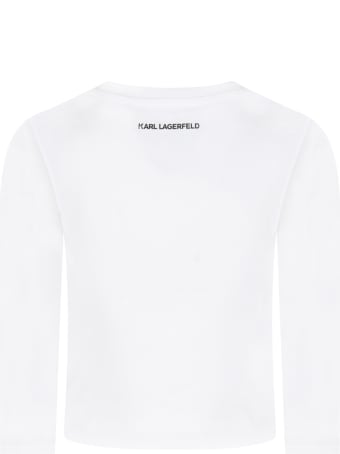 Karl Lagerfeld Kids White T-shirt For Girl With Karl