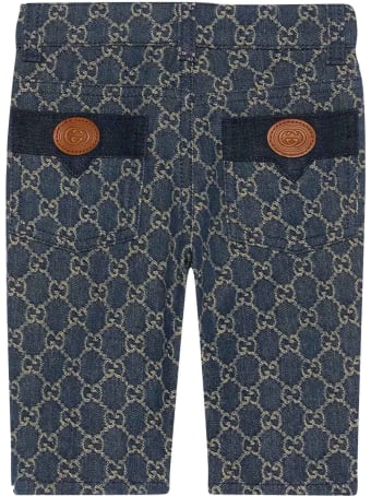 Gucci Blue Trousers With Rear Logo And Pockets