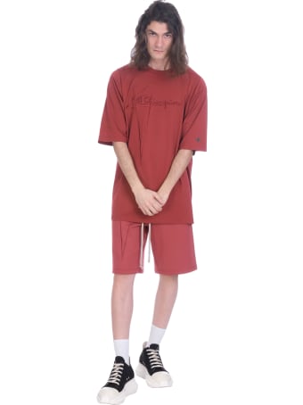 Rick Owens T-shirt In Bordeaux Cotton