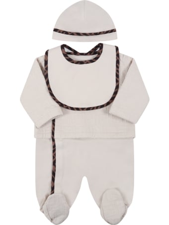 Fendi Beige Set For Babykids With Ff