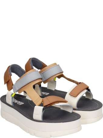 Camper Oruga Flats In Beige Leather