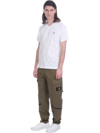 Stone Island Pants In Green Cotton