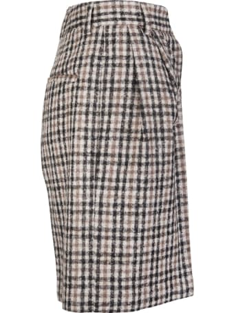 Kiton Woman Tailored Bermuda In Mixed Alpaca And Wool With Checked Pattern
