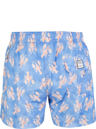 Fedeli Blue And Pink Lobster Madeira Man Swimsuit