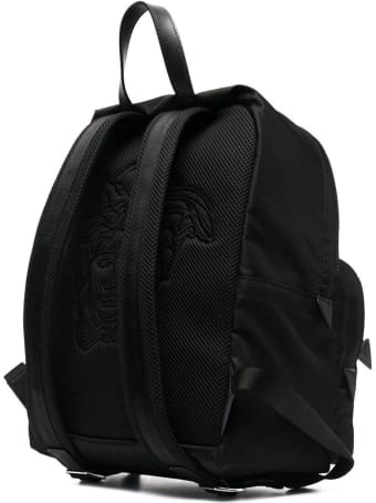 Versace Black Nylon And Leather Backpack With Logo
