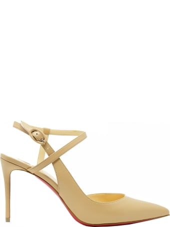 Christian Louboutin Nude Leather Jenlove 85 Pumps