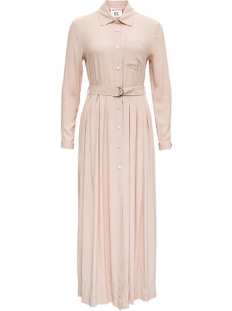 SEMICOUTURE Doris Long Dress In Pink Silk Blend