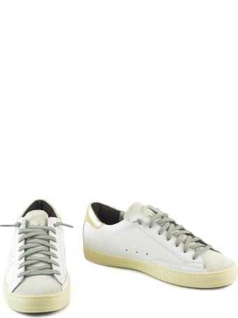 P448 White/gold Leather Women's Flat Sneakers