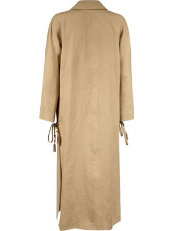 Max Mara Double-breasted Side Bow Tie Detail Coat