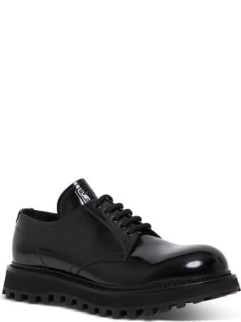 Dolce & Gabbana Shiny Black Leather Lace-up Shoes