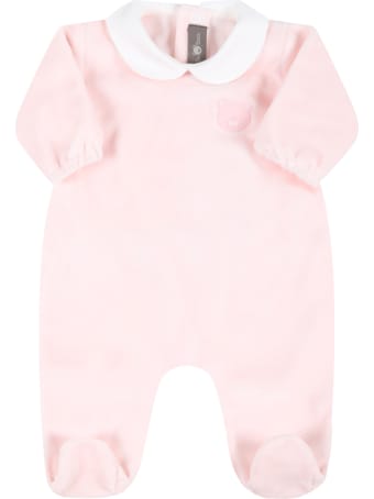 Little Bear Pink Babygrow For Baby Girl With Bear
