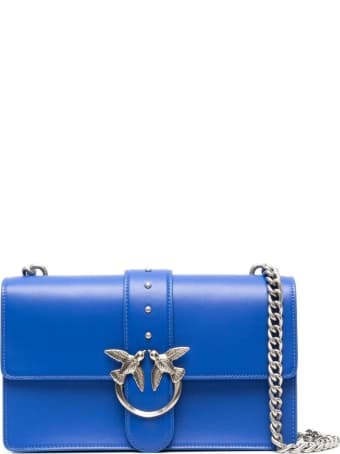Pinko Love Crossbody Bag In Blue Leather