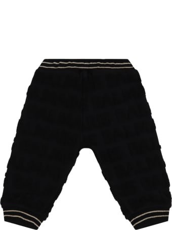 Balmain Black Trousers For Babykids With Logo