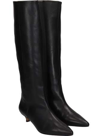 Alchimia Low Heels Boots In Black Leather
