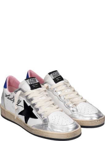 Golden Goose Ball Star Sneakers In White Leather