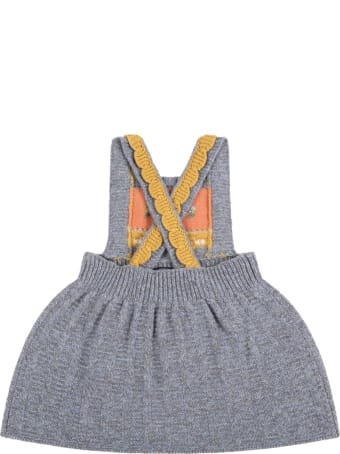 Gucci Gray Dress For Baby Girl With Logo