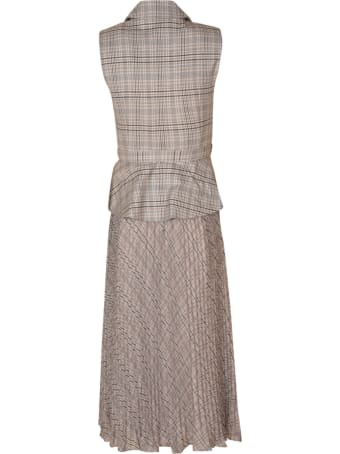 self-portrait Tailored Check And Chiffon Midi Dress