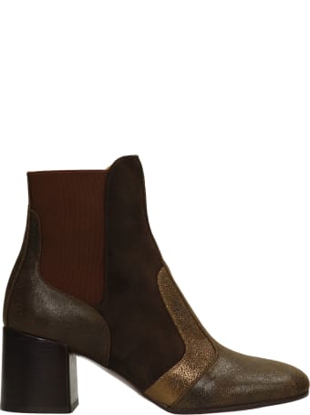 Chie Mihara Umay High Heels Ankle Boots In Brown Suede And Leather