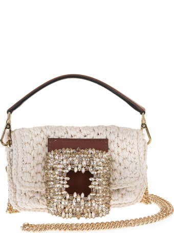 Gedebe Ivory Small Mia Crochet Bag With Crystals