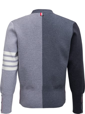 Thom Browne Grey Wool Cardigan With 4bar Detail