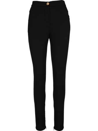 Balmain Skinny Cut Black Grain De Poudre Pants