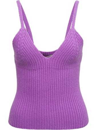 Laneus Lilac Ribbed Wool Blend Tank Top
