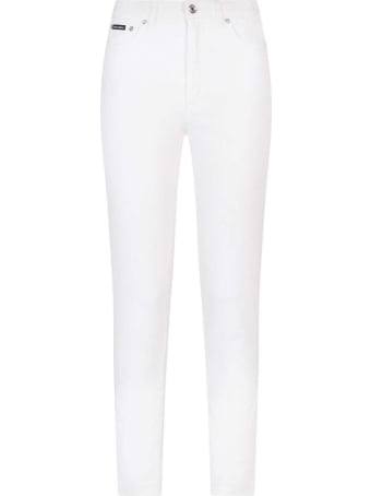 Dolce & Gabbana Five.pocket Trousers In White Stretch Denim