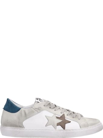 2Star Low Star Sneakers In White Suede And Leather