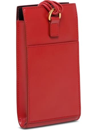 Jil Sander Tangle Red Leather Crossbody Bag For Smartphone