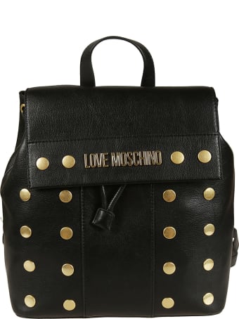 Love Moschino Studded Logo Plaque Backpack