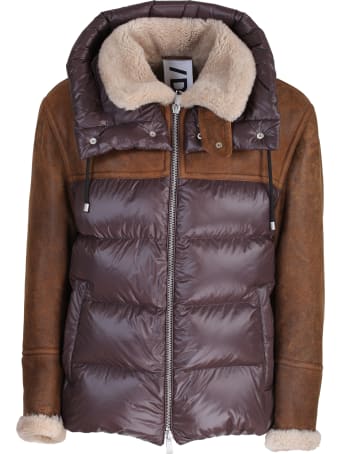 DROMe sheepskin and nylon down jacket