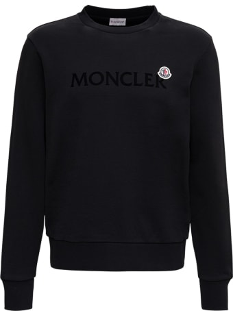 Moncler Black Cotton Sweatshirt With Logo Patch