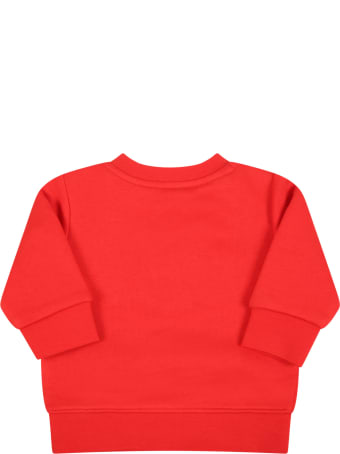 Hugo Boss Red Sweatshirt For Baby Boy With Blue Logo