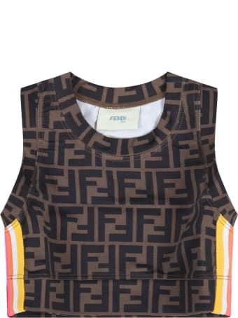Fendi Brown Top For Girl With Double Ff
