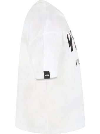 MSGM White T-shirt For Kids With Logo