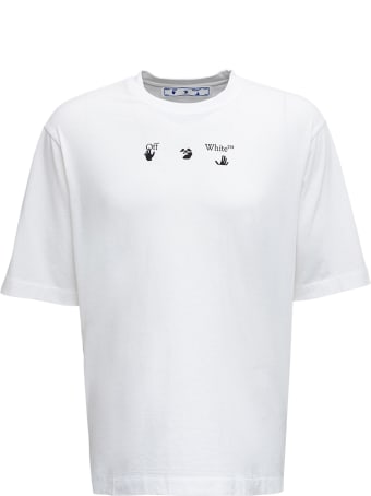 Off-White White Cotton T-shirt With Negative Mark Print