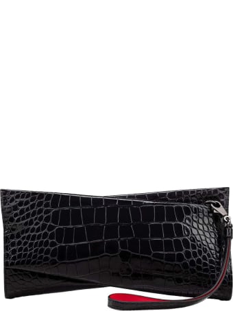 Christian Louboutin Black Cocco Printed Leather Loubitwist Clutch Bag