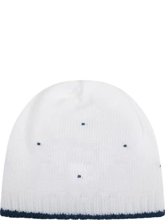 Little Bear White Hat For Babyboy With Polka-dots