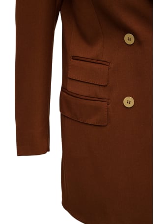 Tonello Double-breasted Brown Blazer In Viscose Blend