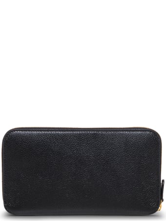 Balenciaga Black Leather Wallet With Logo Print