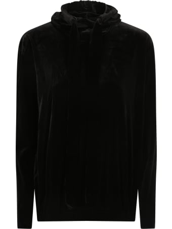Norma Kamali Felpa Hoodie Boyfriend Vel Nero