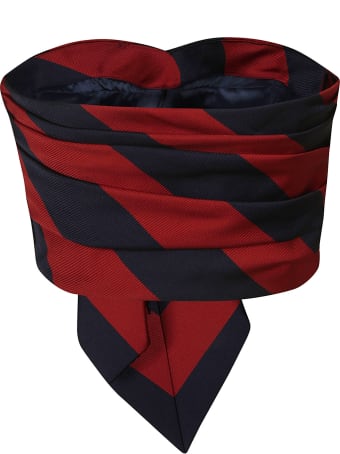 Moschino Tie Detail Logo Patched Stripe Cropped Top