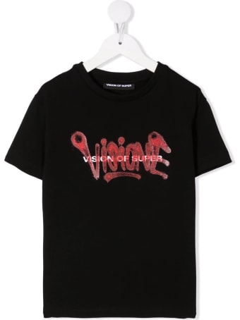 Vision of Super Unisex Kid Black And Red "visione" T-shirt