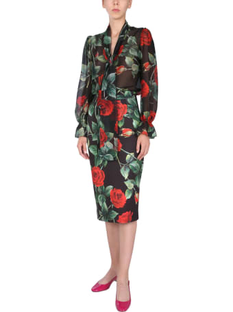 Dolce & Gabbana Long Skirt With Rose Print